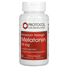 Мелатонин Protocol for Life Balance (Melatonin) максимальная сила 20 мг 90 растительных капсул
