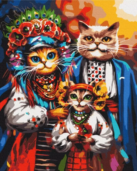 Картина за номерами Сім'я котиків-козаків ©Маріанна Пащук 40x50 Brushme