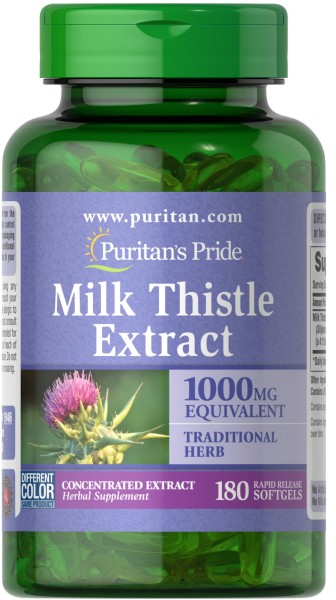 Расторопша Puritan's Pride (Milk Thistle 4:1) 1000 мг 180 гелевых капсул