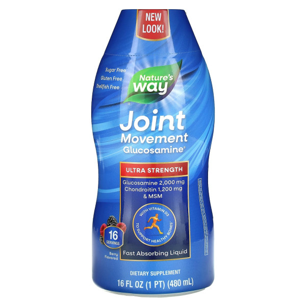 Глюкозамин для подвижности мышц усиленного действия Nature's Way (Joint Movement Glucosamine) 480 мл со вкусом ягод