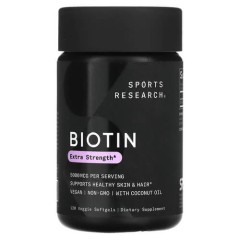 Біотин 5000 мкг Sports Research (Biotin with Coconut Oil) 120 рідких капсул