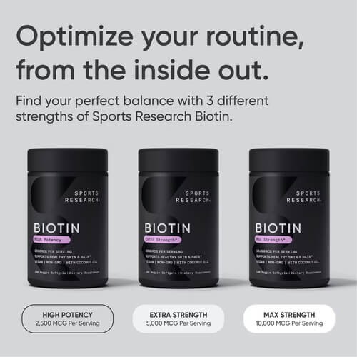 Біотин 5000 мкг Sports Research (Biotin with Coconut Oil) 120 рідких капсул