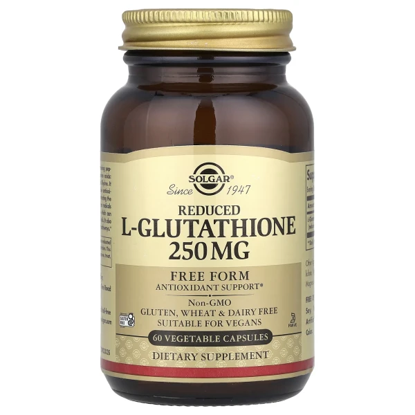 Відновлений L-глутатіон Solgar (L-Glutathione Reduced) 250 мг 60 вегетаріанських капсул