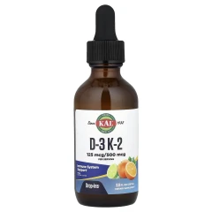Вітаміни Д3 та K2 KAL (Vitamin D-3 K-2) 5000 МО/500 мкг 59 мл із цитрусовим смаком