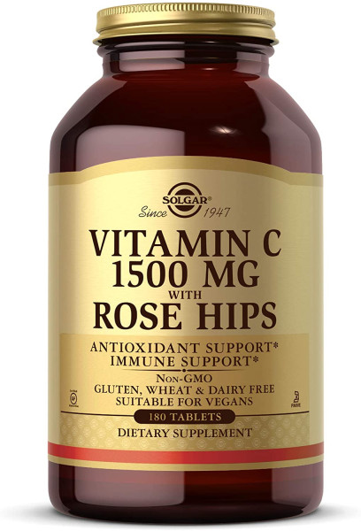 Вітамін С з шипшиною Solgar (Vitamin C) 1500 мг 180 таблеток