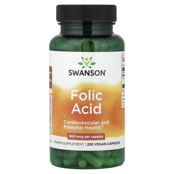 Фолієва кислота Swanson (Folic Acid) 800 мкг 250 капсул