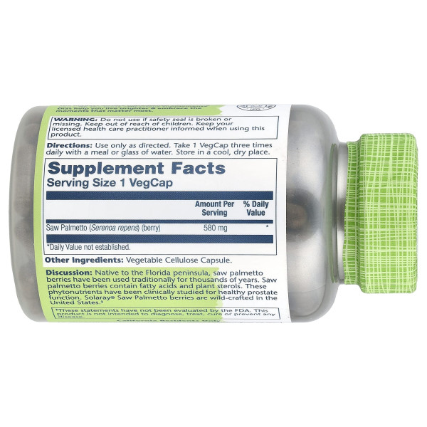 Цілісна ягода сереноа (Saw Palmetto) 580 мг 180 капсул