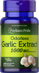 Часник, Odorless Garlic, Puritan's Pride, без запаху, 1000 мг, 100 гелевих капсул швидкого вивільнення