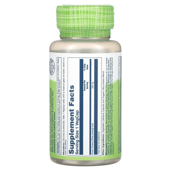 Solaray, True Herbs, корейський женьшень, 550 мг, 50 капсул VegCap