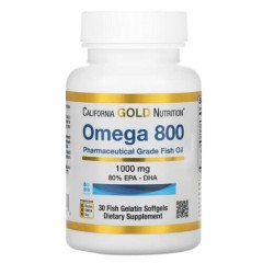 Омега-3 1000 мг California Gold Nutrition (Omega 800 80% EPA/DHA) 30 капсул