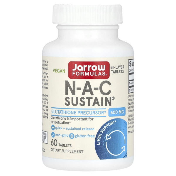 Jarrow Formulas, веганський комплекс NAC, 600 мг, 60 таблеток