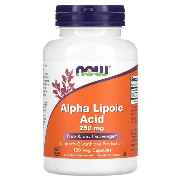 Альфа-ліпоєва кислота NOW Foods (Alpha Lipoic Acid) 250 мг 120 веганських капсул
