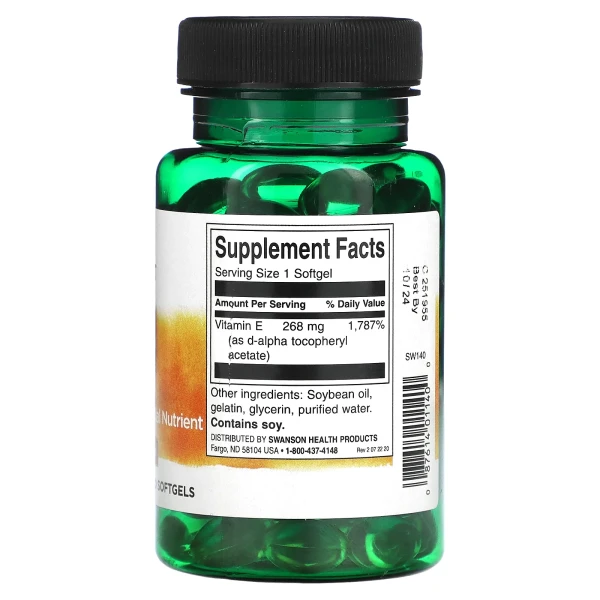Витамин Е Swanson (Vitamin E Natural) 400 МЕ 100 капсул