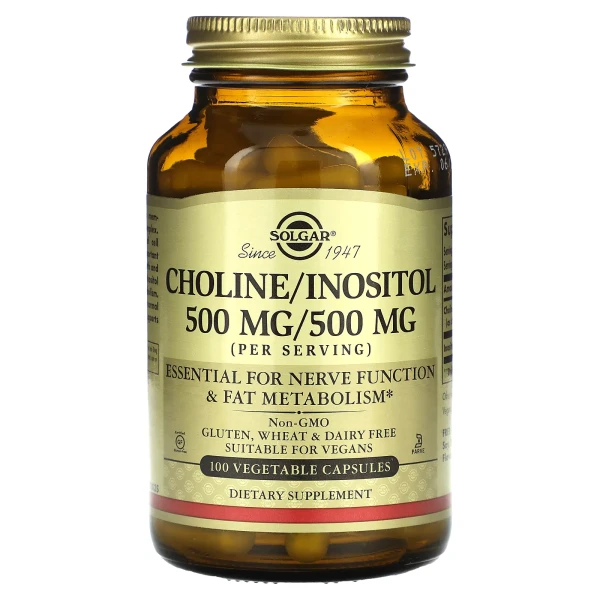 Холин и Инозитол Solgar (Choline/Inositol) 250 мг/250 мг 100 капсул