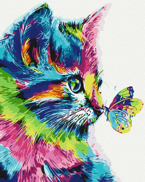 Картина за номерами ПРЕМІУМ Котик у фарбі 40x50 Brushme