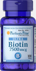 Біотин, Biotin, Puritan's Pride, 7500 мкг, 100 таблеток