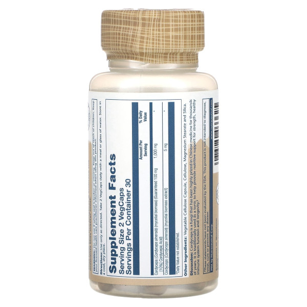 Solaray, гриби, кордицепс, 60 капсул VegCap