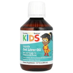 Жир із печінки норвезької тріски для дітей California Gold Nutrition (Kids) 200 мл із натуральним полуничним смаком