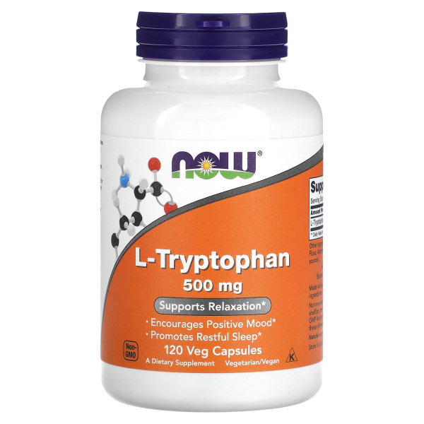 L-триптофан NOW Foods (L-Tryptophan) 500 мг 120 веганських капсул