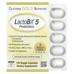 California Gold Nutrition, LactoBif® 5, пробіотики, 5 млрд КУО, 120 вегетаріанських капсул