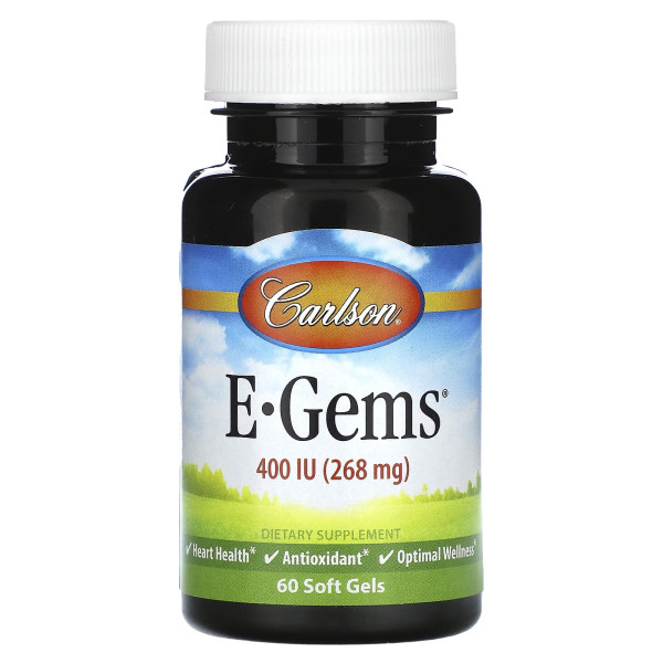 Carlson, E-Gems, 400 МО (268 мг), 60 капсул