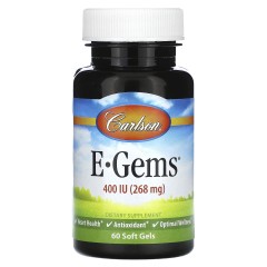 Carlson, E-Gems, 400 МО (268 мг), 60 капсул