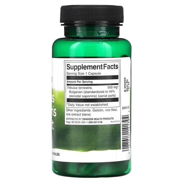 Трибулус екстракт 500 мг Swanson (Tribulus Terrestris Extract) 60 капсул