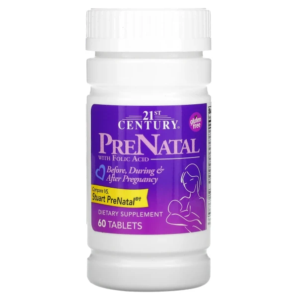 Комплекс з фолієвою кислотою для вагітних 21st Century (Prenatal with Folic Acid) 60 таблеток