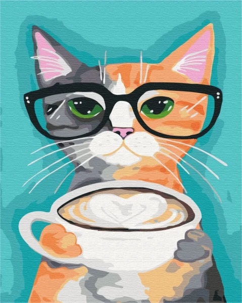 Картина по номерам Кот и кофе 40x50 Brushme