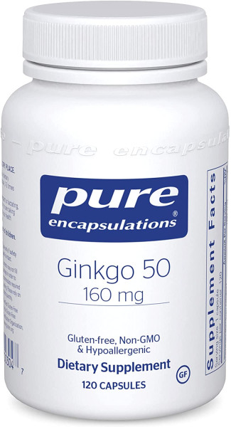 Гінкго Білоба Pure Encapsulations (Ginkgo Biloba) для підтримки кисню, кровообігу та легенів 160 мг 120 капсул