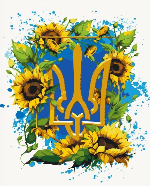 Картина за номерами Герб України у квітах. Патріотична © 40 х 50 Орігамі