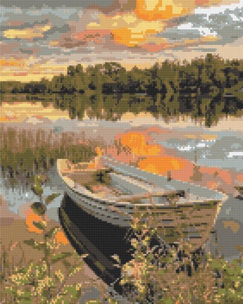 Алмазная мозаика Лодка на закате 40 х 50 Оригами