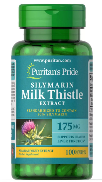 Розторопша, Milk Thistle (Silymarin), Puritan's Pride, 175 мг, 100 капсул