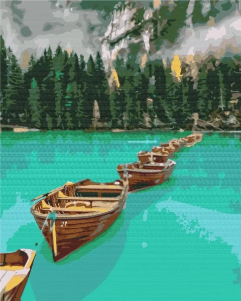 Картина по номерам Цепочка лодок Brushme 40x50