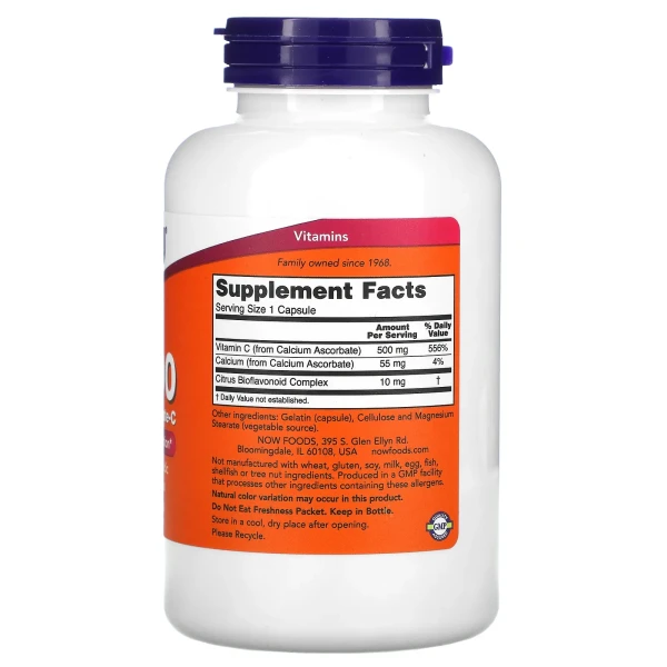 Вітамін С-500 NOW Foods (C-500) з аскорбатом кальцію 250 капсул