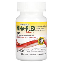 Комплекс Заліза з вітамінами та мінералами Nature's Plus (Hema-Plex) 30 таблеток повільного вивільнення