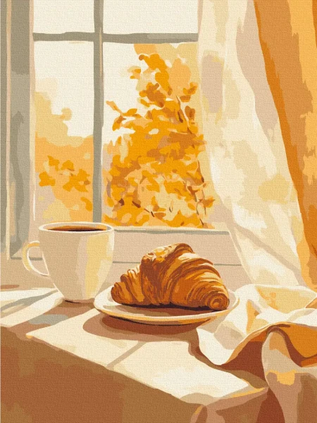 Картина за номерами Круасан і кава  Brushme 30x40