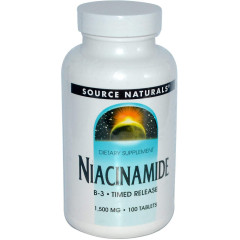 Ніацинамід (В3), Niacinamide, B-3, Source Naturals, 1500 мг, 100 таб.
