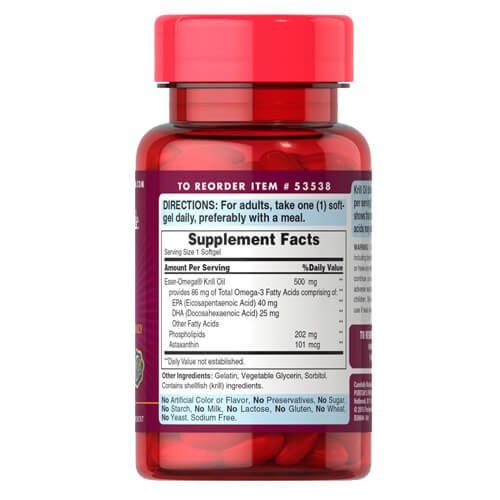 Масло красного криля 500 мг Puritan's Pride (Red Krill Oil) 30 капсул