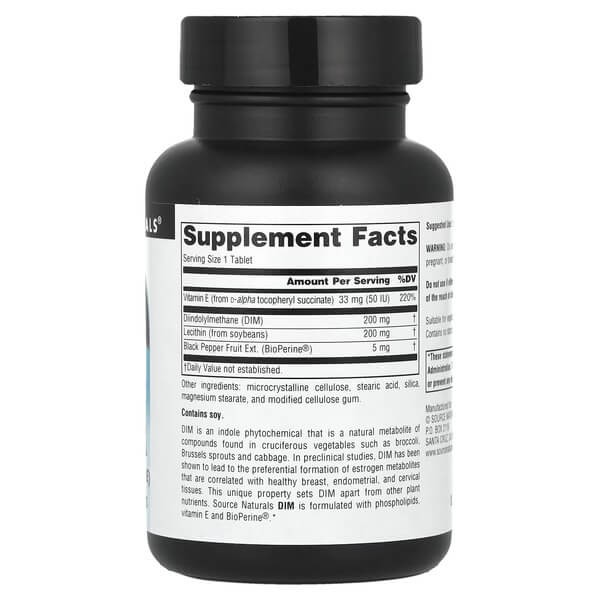 Діїндолілметан 200 мг Source Naturals (DIM) 30 таблеток
