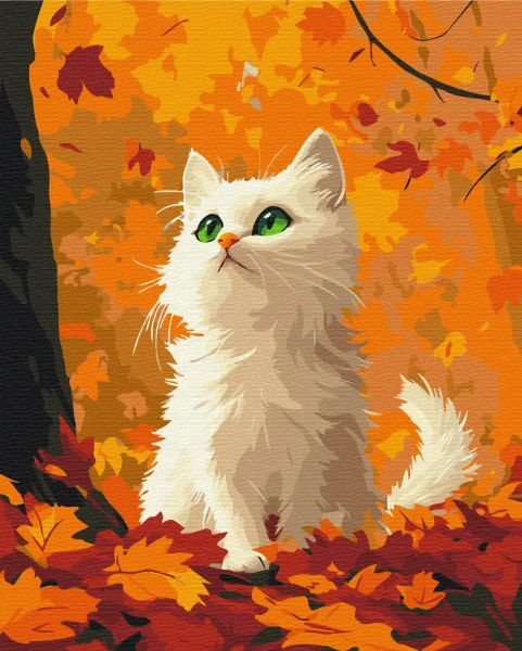 Картина за номерами Киця в опалому листі  Brushme 40x50