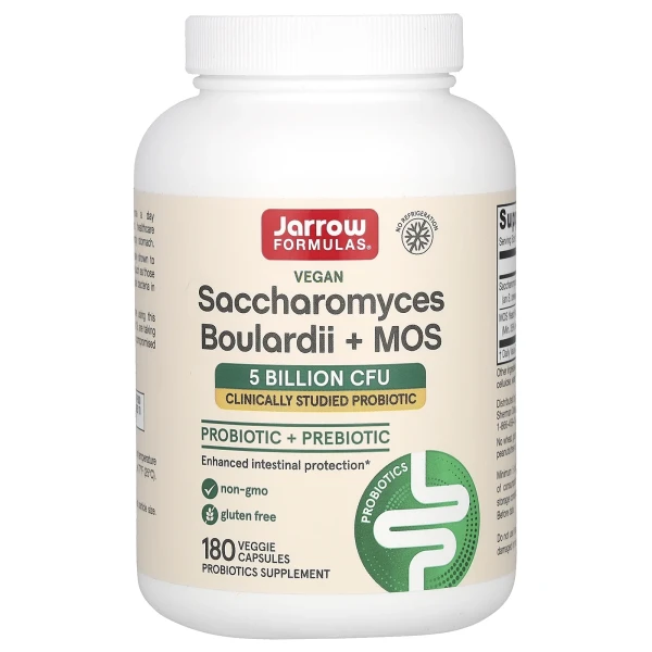 Сахаромицеты Буларди и МОС Jarrow Formulas (Saccharomyces Boulardii + MOS) 5 млрд 180 вегетарианских капсул с отсроченным высвобождением