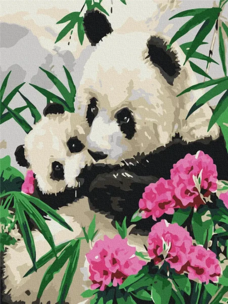 Картина за номерами Мама панда з дитинчам  Brushme 30x40