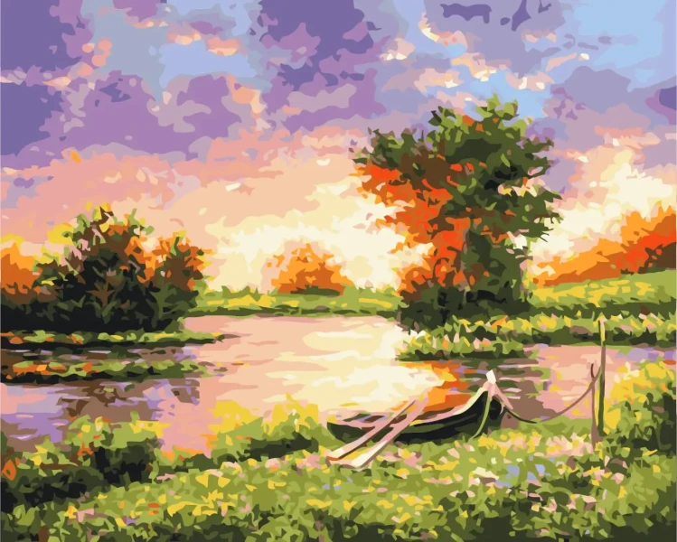 Картина за номерами Захід на озері  Brushme 40x50