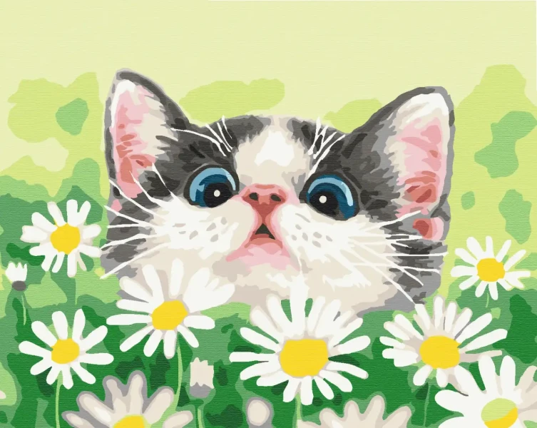 Картина за номерами Котик в ромашках  Brushme 40x50