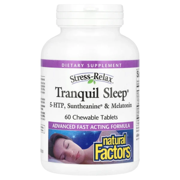 Беззаботный сон Natural Factors (Tranquil Sleep) со вкусом тропических фруктов 60 жевательных таблеток