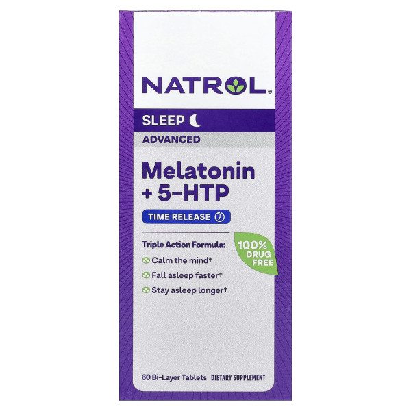 Мелатонін повільного вивільнення + 5-HTP (Advanced Sleep Melatonin +5-HTP) 6 мг/50 мг 60 таблеток