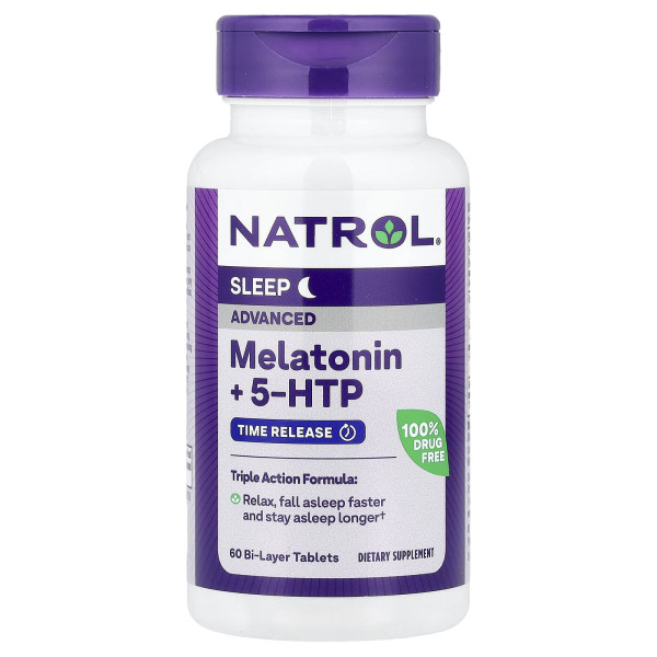 Мелатонін повільного вивільнення + 5-HTP (Advanced Sleep Melatonin +5-HTP) 6 мг/50 мг 60 таблеток