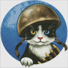 Алмазна мозаїка/вишивка Тварини Войовничий котик 40x40 Ideyka