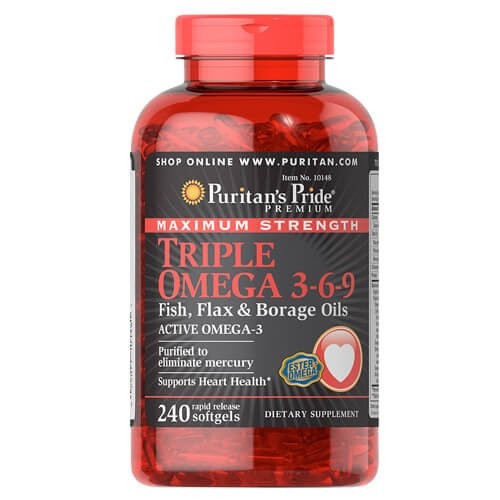 Омега 3-6-9 максимальна сила Puritan's Pride (Maximum Strength Triple Omega 3-6-9) 240 капсул